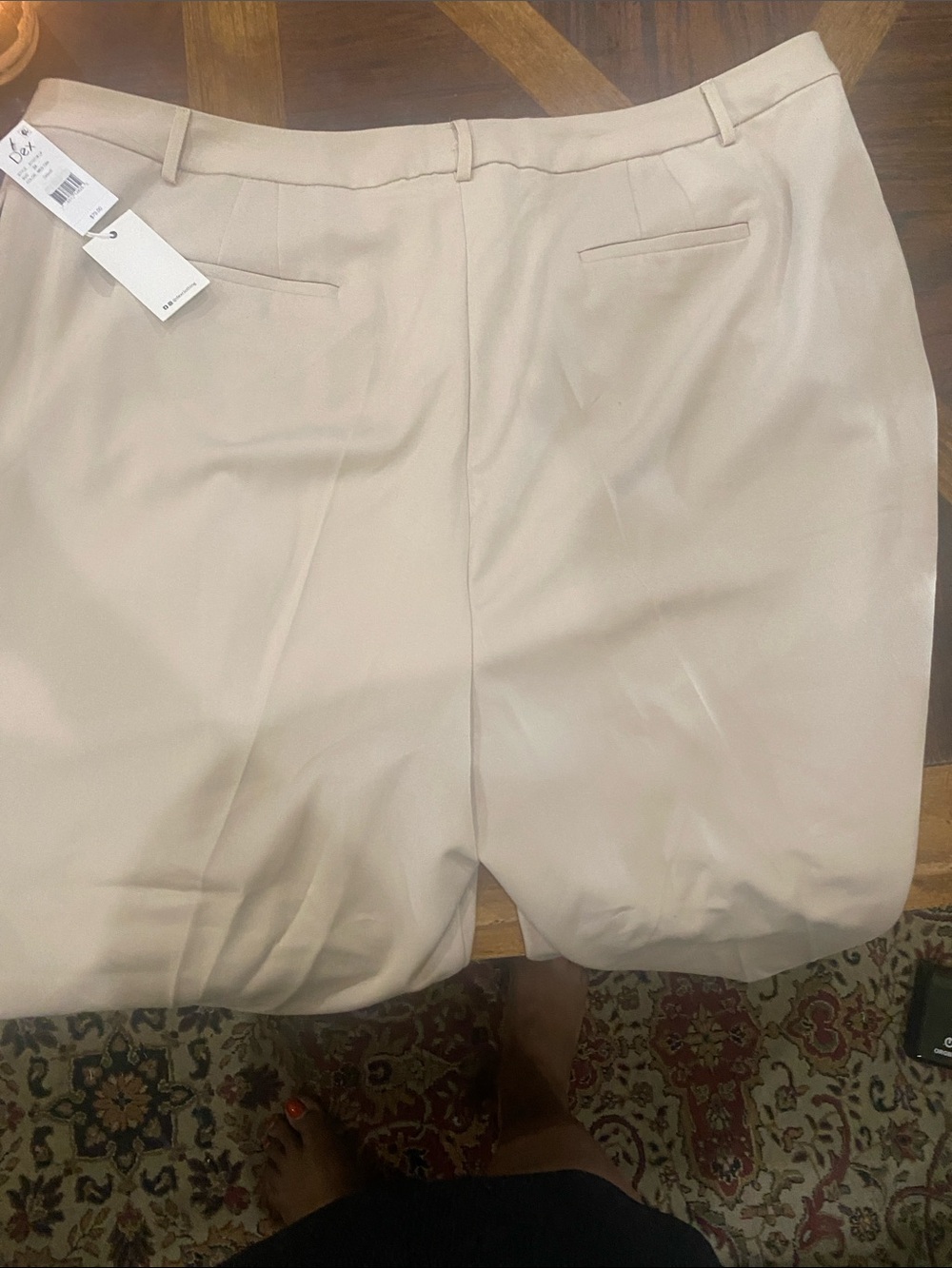 Women Plus Size Dress Pants; Classic Tailored Trousers in Light Beige - Picture 6 of 7